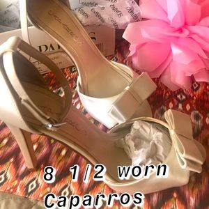 White Satin Sandals Heels original box